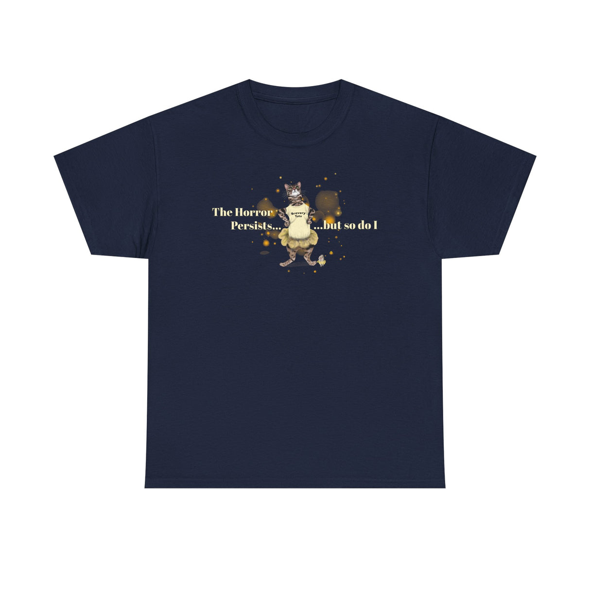 Unisex Heavy Cotton Tee - Bravery Tutu design featuring Flounder with Mouse Toy by her side