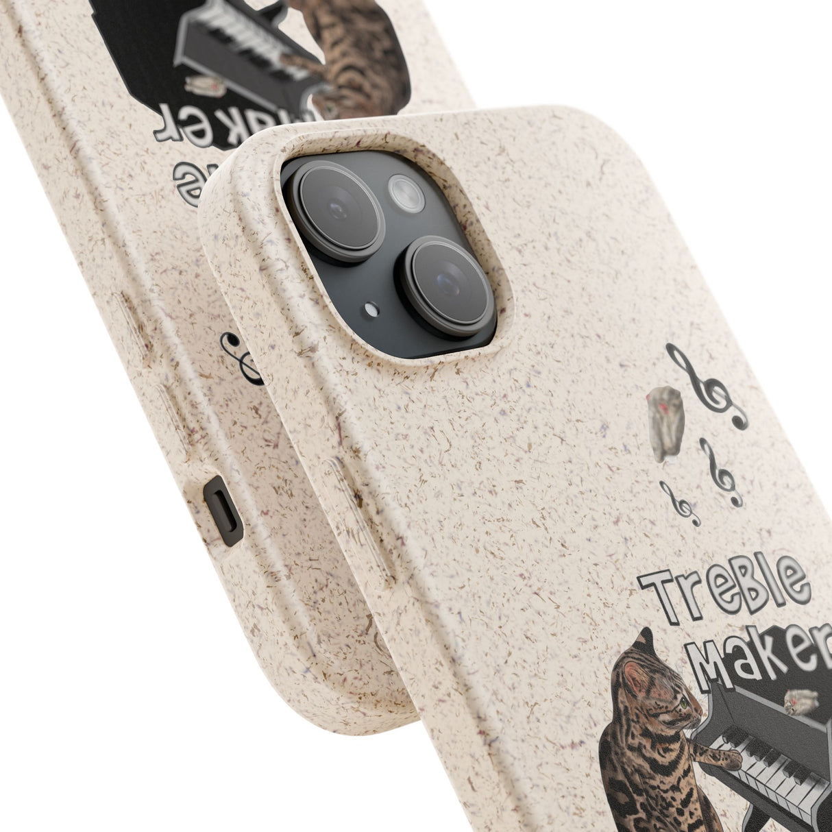 Phone case - Treble Maker Hand Drawn Design by Flounder's Mom, Nina Featuring Flounder the Purrmaid Playing Piano for Mouse Toy