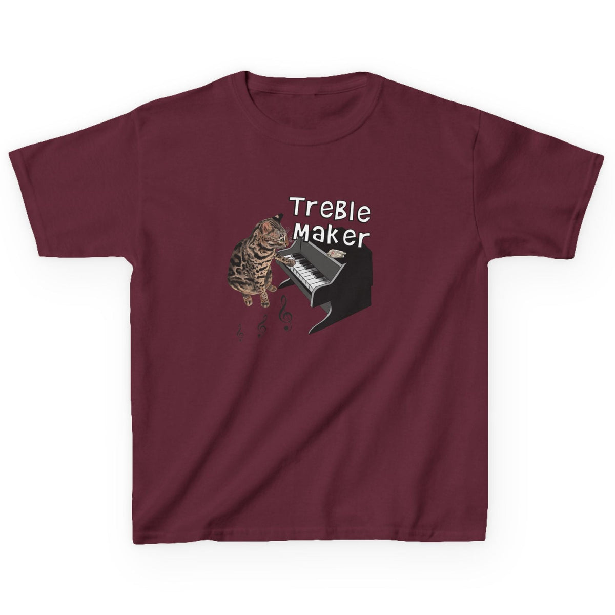 Kids Tee - Treble Maker Design Hand Drawn by Flounder's Mom, Nina Featuring Flounder the, shown in Maroon