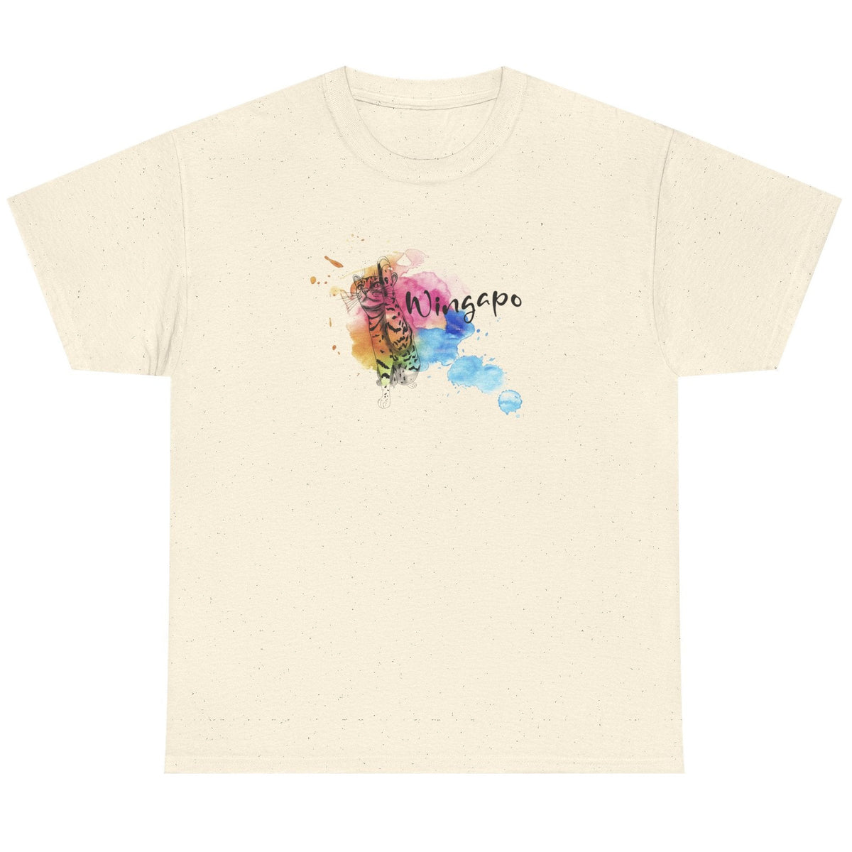 T-Shirt Wingapo Watercolor Design Featuring Flounder the Purrmaid, shown in Natural