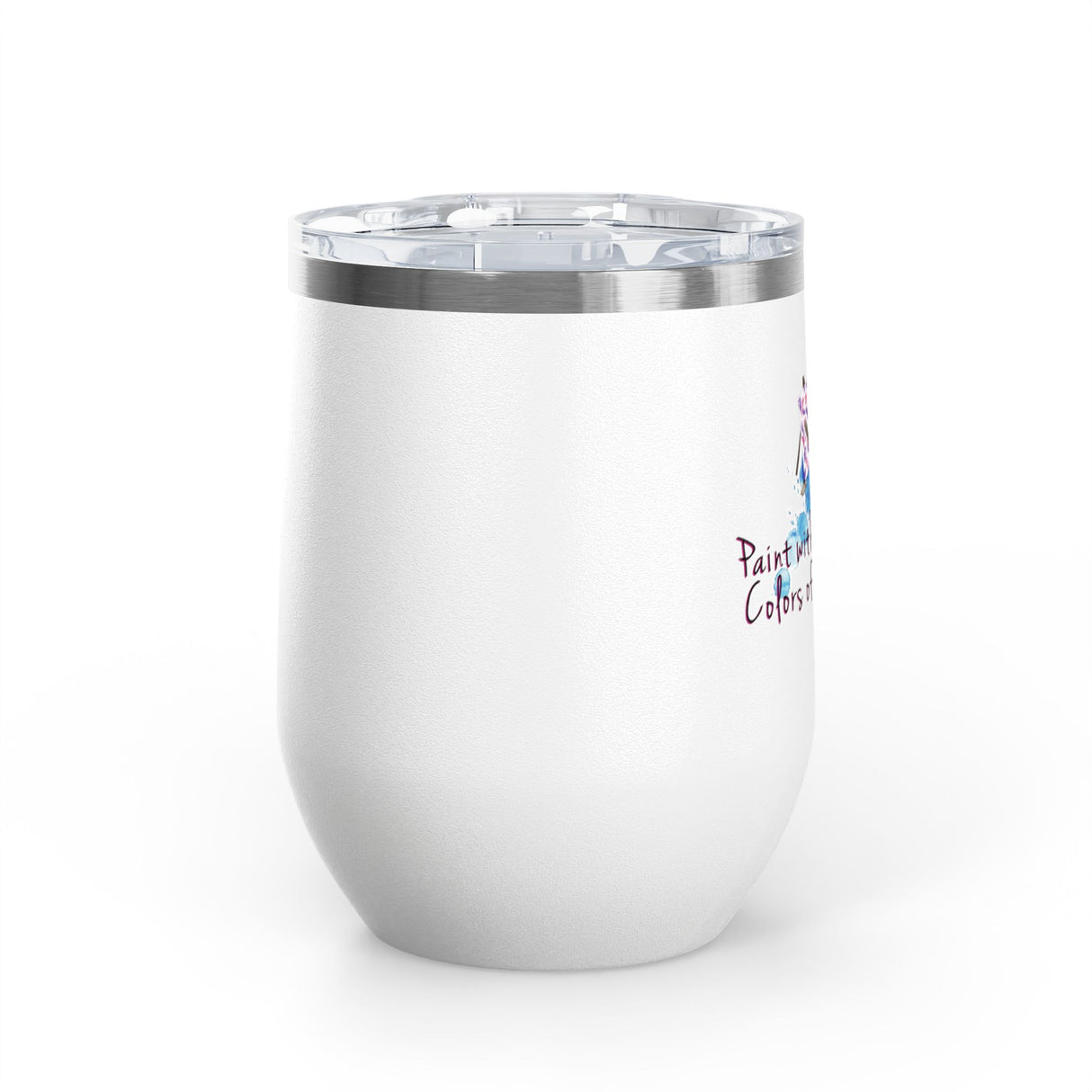 Wine Tumbler — "Paint With All The Colors Of The Wind" Flounder the Purrcasso Artwork