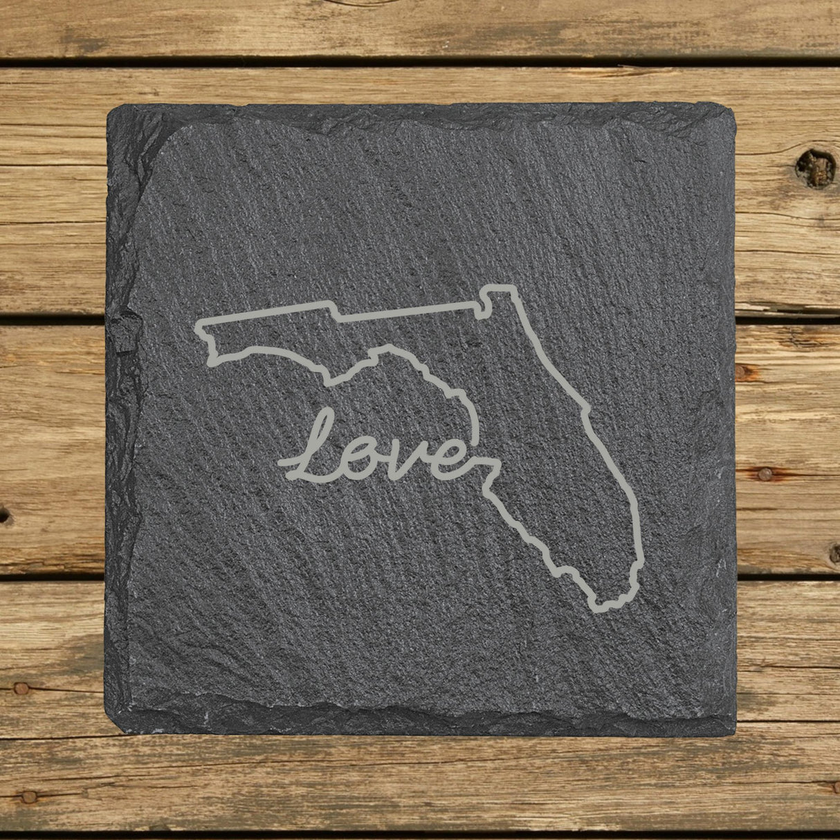Florida Slate Coaster Set – Engraved Natural Stone (Set of 4)
