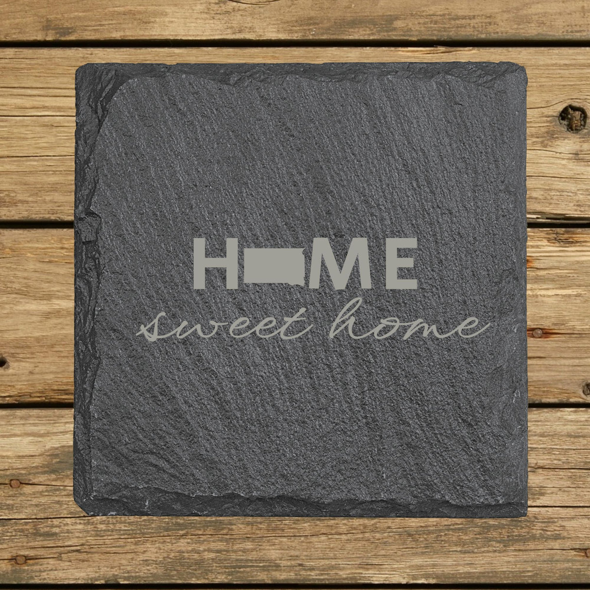 South Dakota Slate Coaster Set – Engraved Natural Stone (Set of 4)