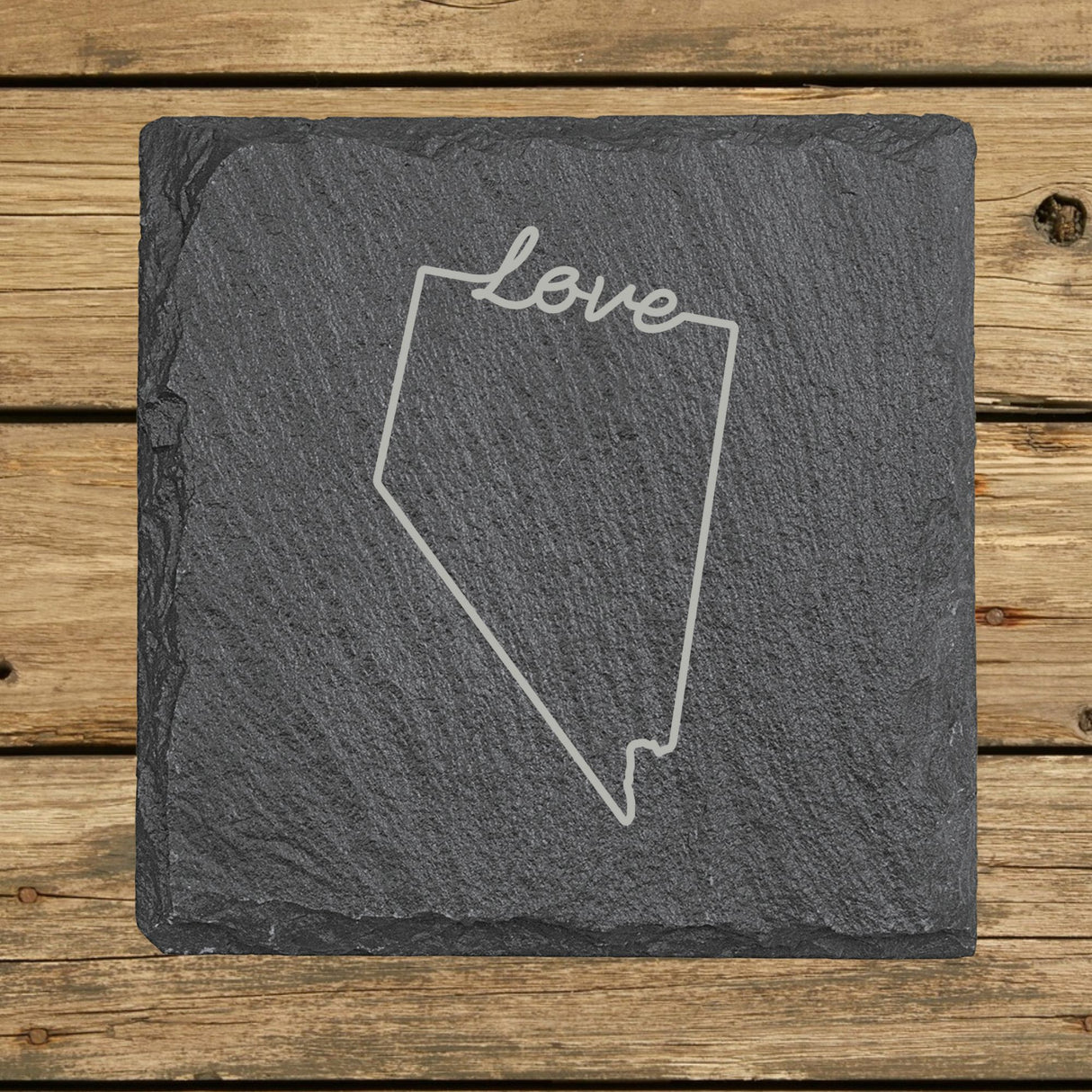 Nevada Slate Coaster Set – Engraved Natural Stone (Set of 4)