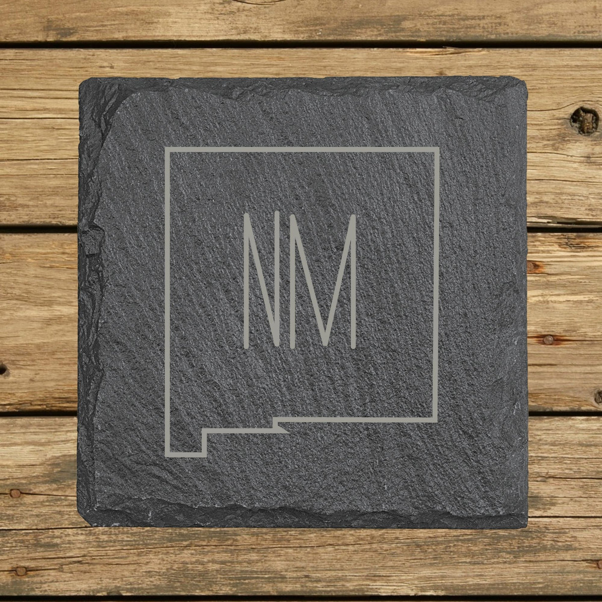 New Mexico Slate Coaster Set – Engraved Natural Stone (Set of 4)