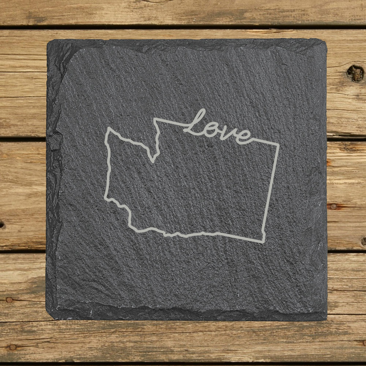 Washington Slate Coaster Set – Engraved Natural Stone (Set of 4)