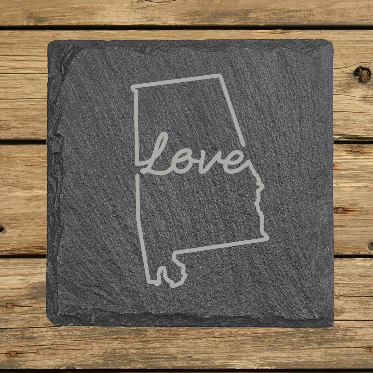 Alabama Slate Coaster Set – Engraved Natural Stone (Set of 4)