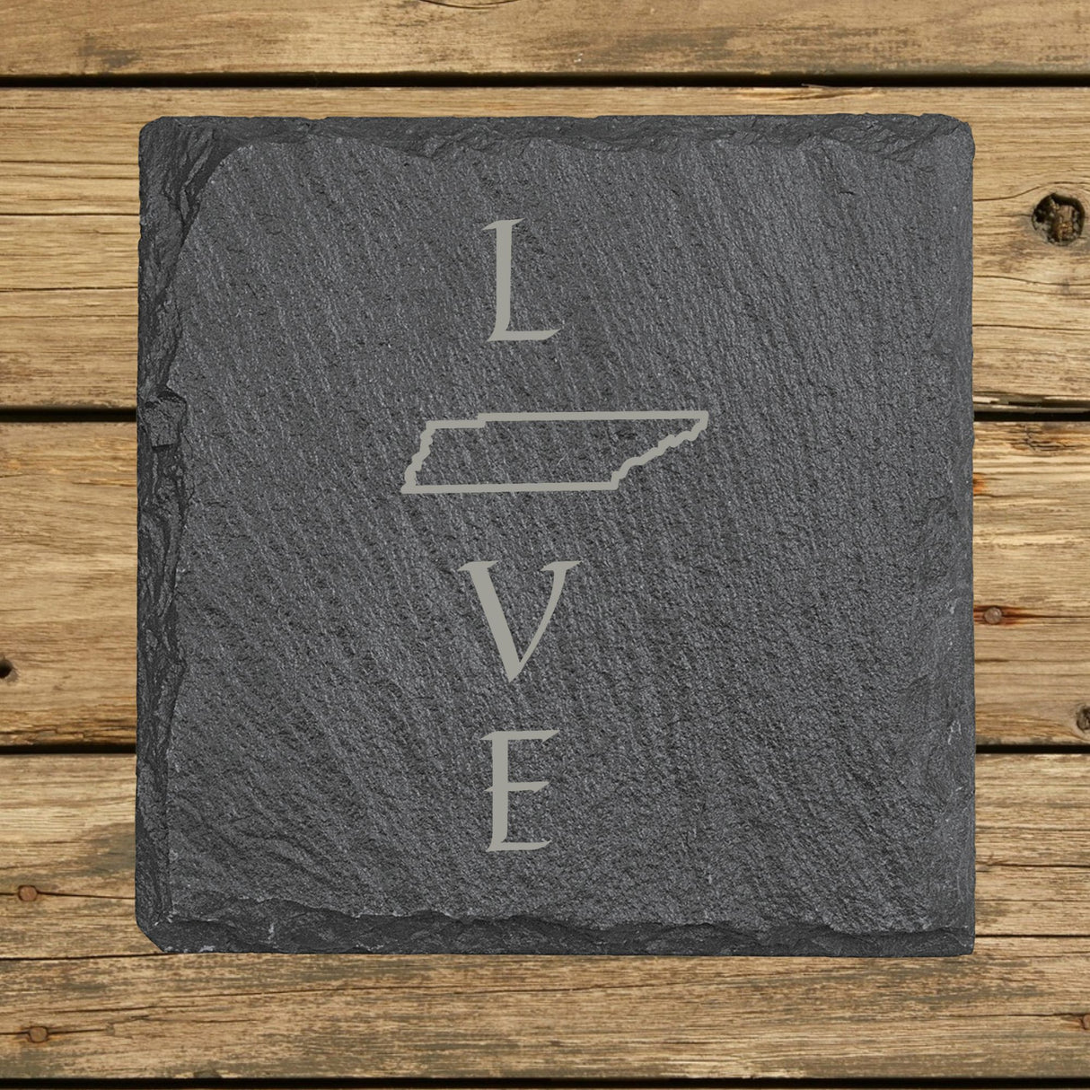 Tennessee Slate Coaster Set – Engraved Natural Stone (Set of 4)