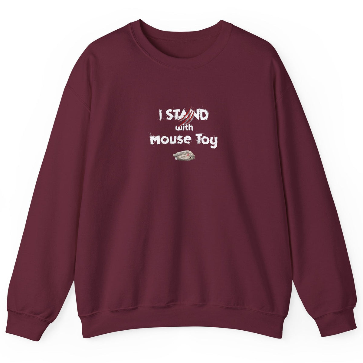Funny Flounder Mouse Toy Sweatshirt, shown in Maroon