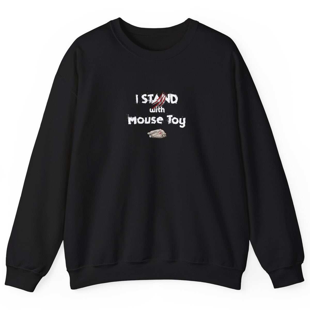 Funny Flounder Mouse Toy Sweatshirt, shown in Black