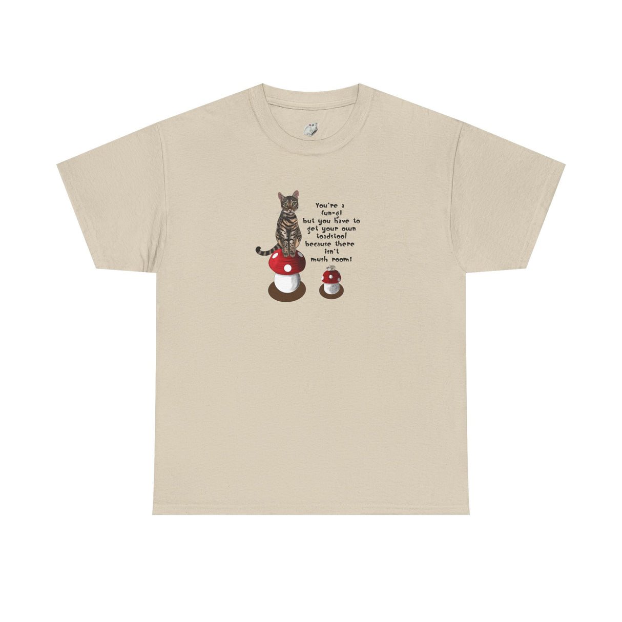 Fun-gi T-Shirt — Hand-Drawn Flounder & Mouse Toy on Toadstools, "You're a fun-gi" Design
