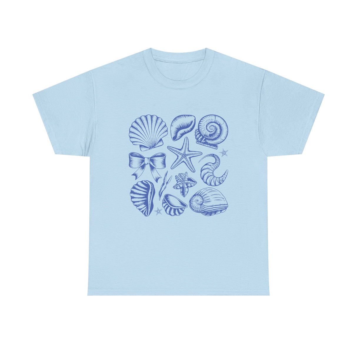 Blue Coastal Coquette Shell Cotton T-Shirt