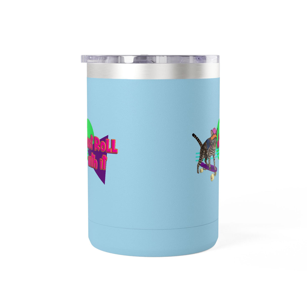 Coffee Mug Tumbler - Just Roll with it Flounder the Purrmaid Design by Nina, 15oz