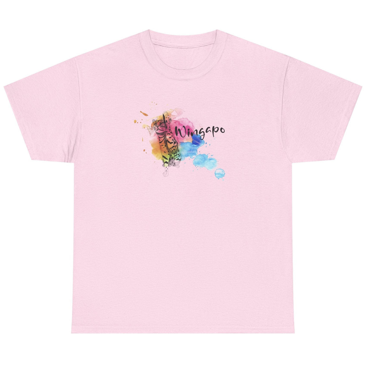 T-Shirt Wingapo Watercolor Design Featuring Flounder the Purrmaid, shown in Light Pink