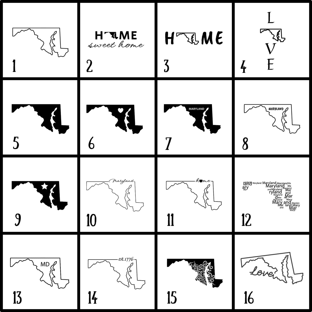 Maryland Slate Coaster Set – Engraved Natural Stone (Set of 4)