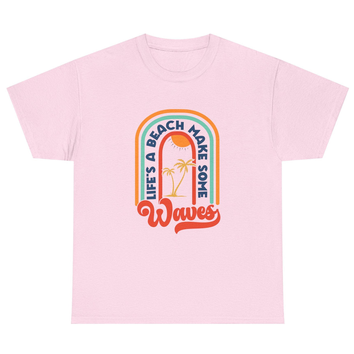 Life's a Beach cotton tee in light pink