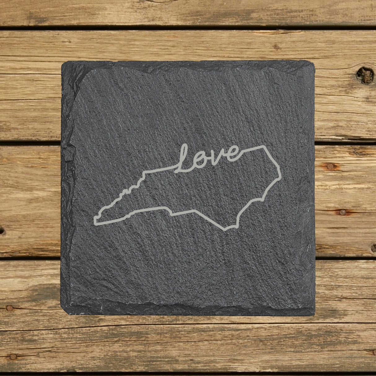 North Carolina Slate Coaster Set – Engraved Natural Stone (Set of 4)