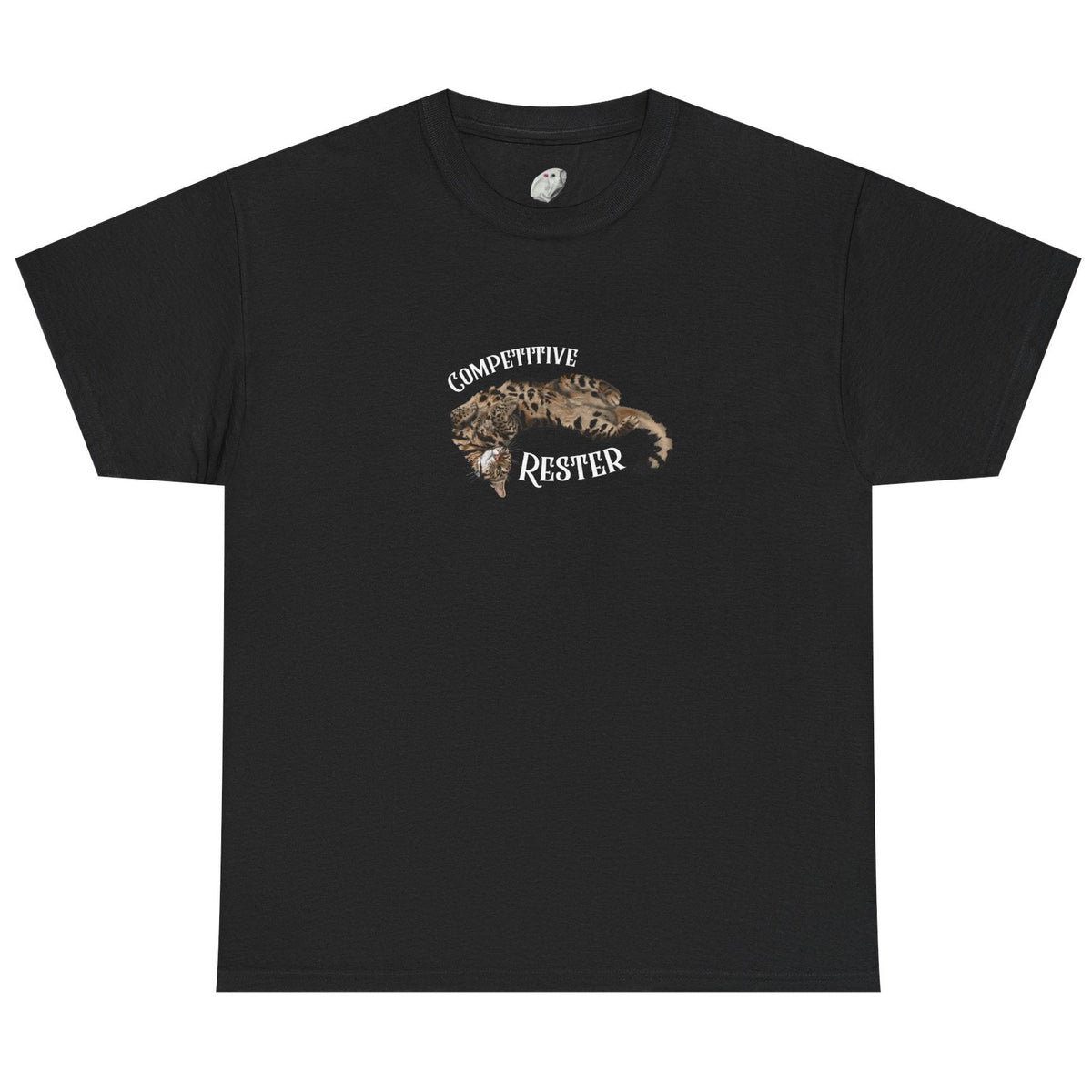 Flounder 'Competitive Rester' T-Shirt - Funny Resting Pose Tee, shown in Black