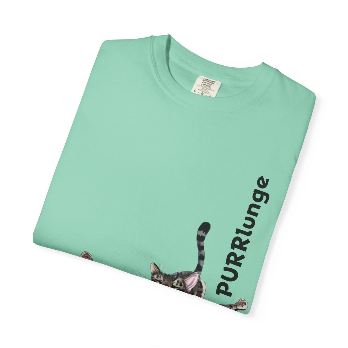 Purr-lunge Unisex T-shirt with Flounder the Purrmaid Design