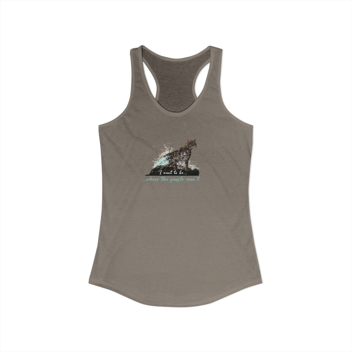Purrmaid Flounder Racerback Tank — "I Want to Be Where the People Aren't"