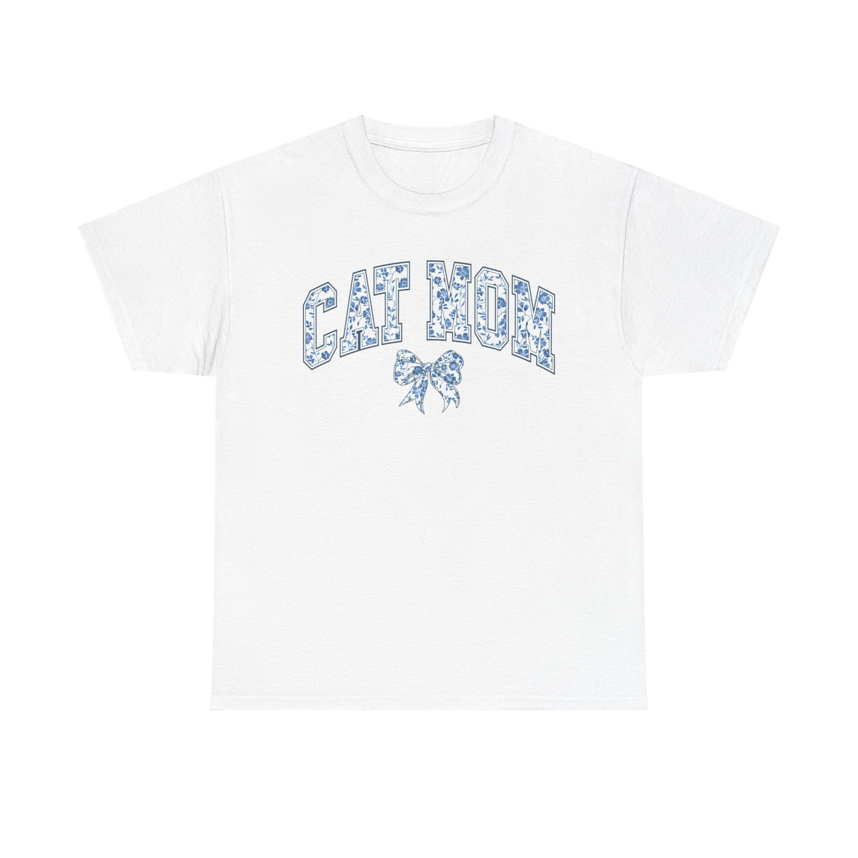Blue Cat Mom Coquette Style Cotton Tee