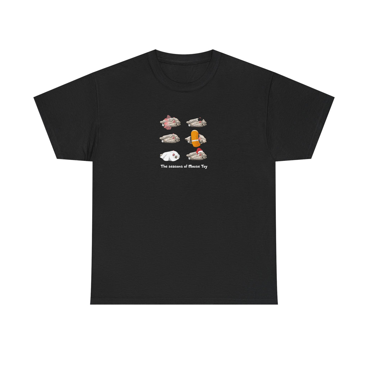 Seasons of Mouse Toy Unisex Tee - Santa Hat, Yamaka, Halloween Ghost, Ballet Tutu, Life Vest - Hand Drawn by Nina