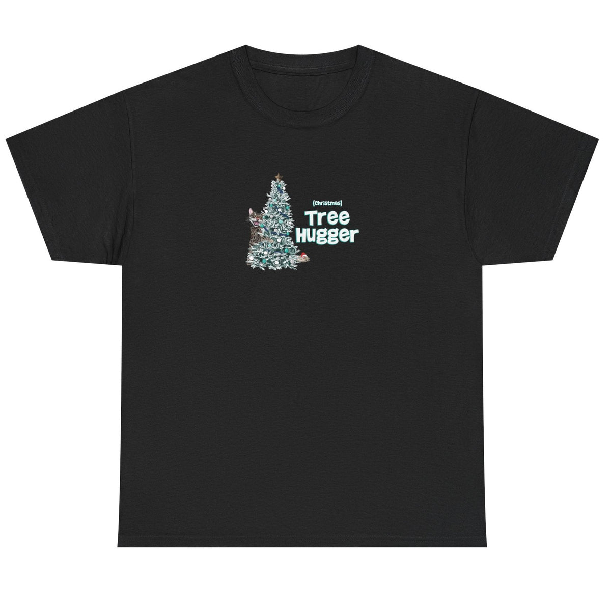 Christmas Tree Hugger Tee, shown in Black