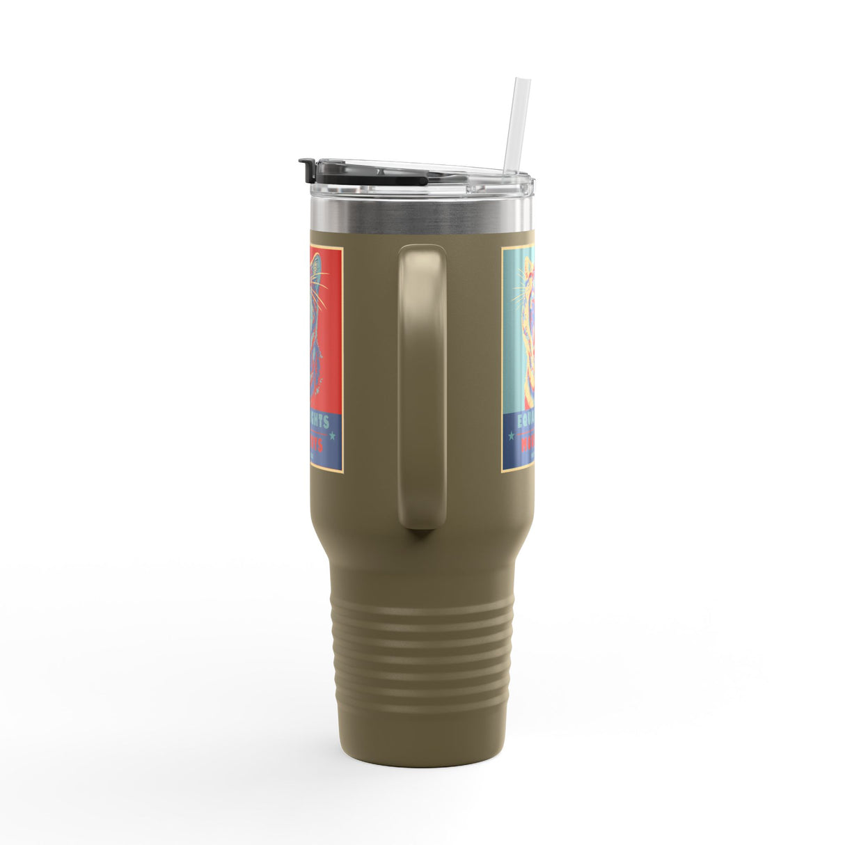 Insulated Travel Mug — "Vote Fish 2028" Funny Political Campaign Design Featuring Flounder the Purrmaid