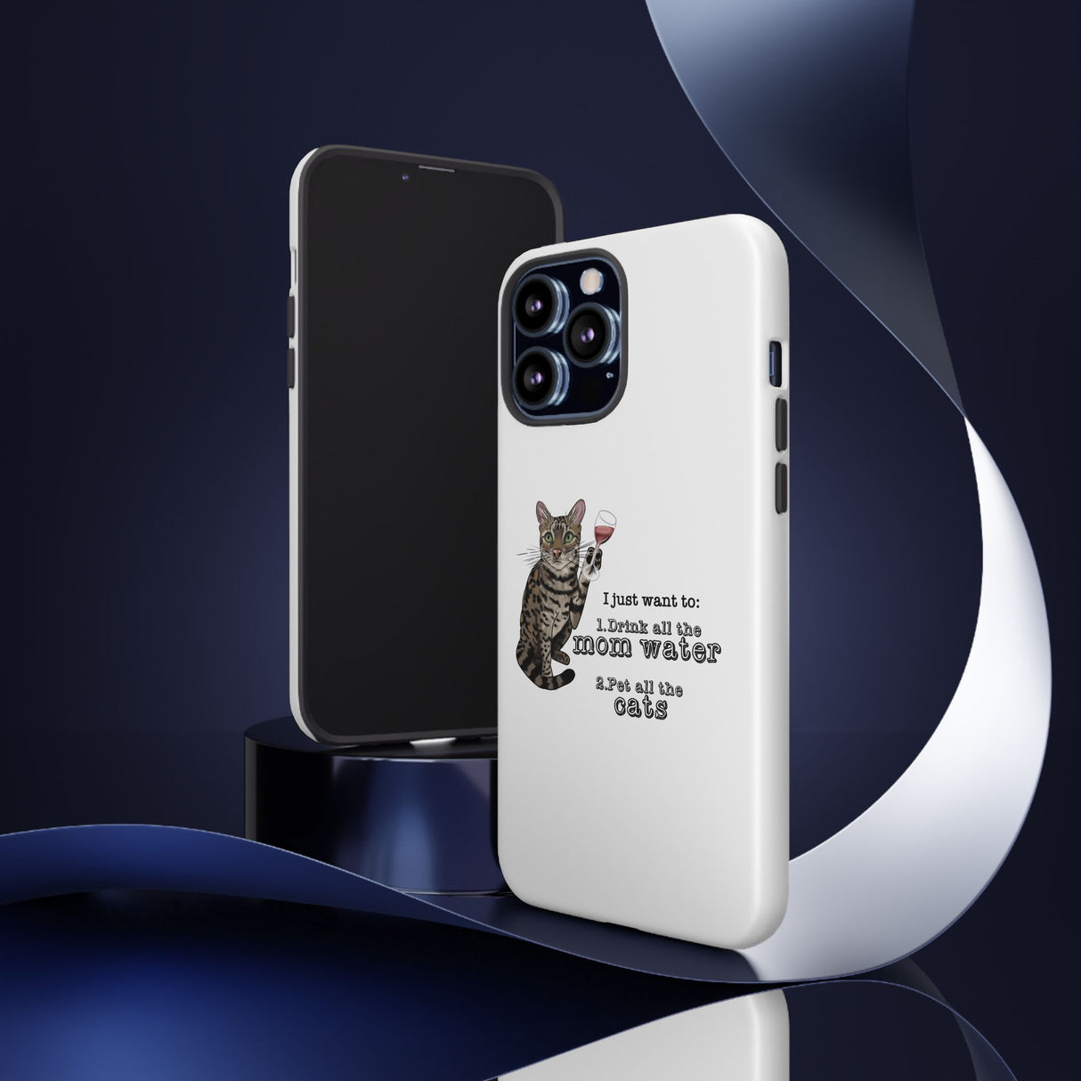 Flounder the Talking Cat Wine Glass Phone Case – "II just want to drink all the mom water"