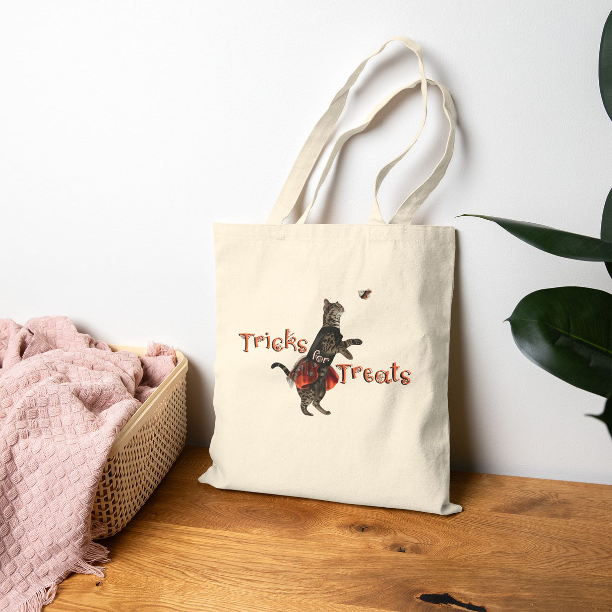 Halloween Ballet Tote — "Tricks for Treats" Flounder & Mouse Toy Cotton Canvas Tote