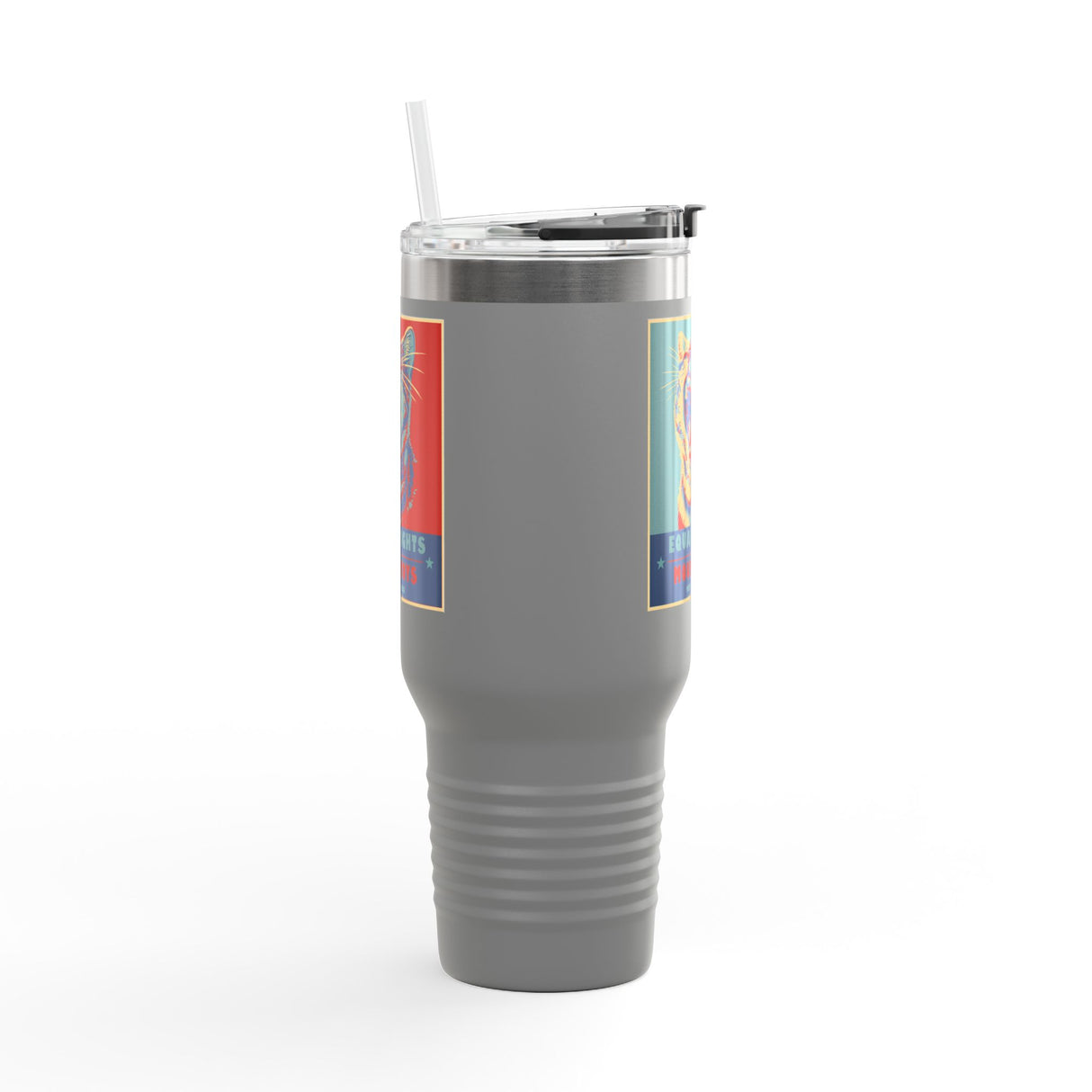 Insulated Travel Mug — "Vote Fish 2028" Funny Political Campaign Design Featuring Flounder the Purrmaid