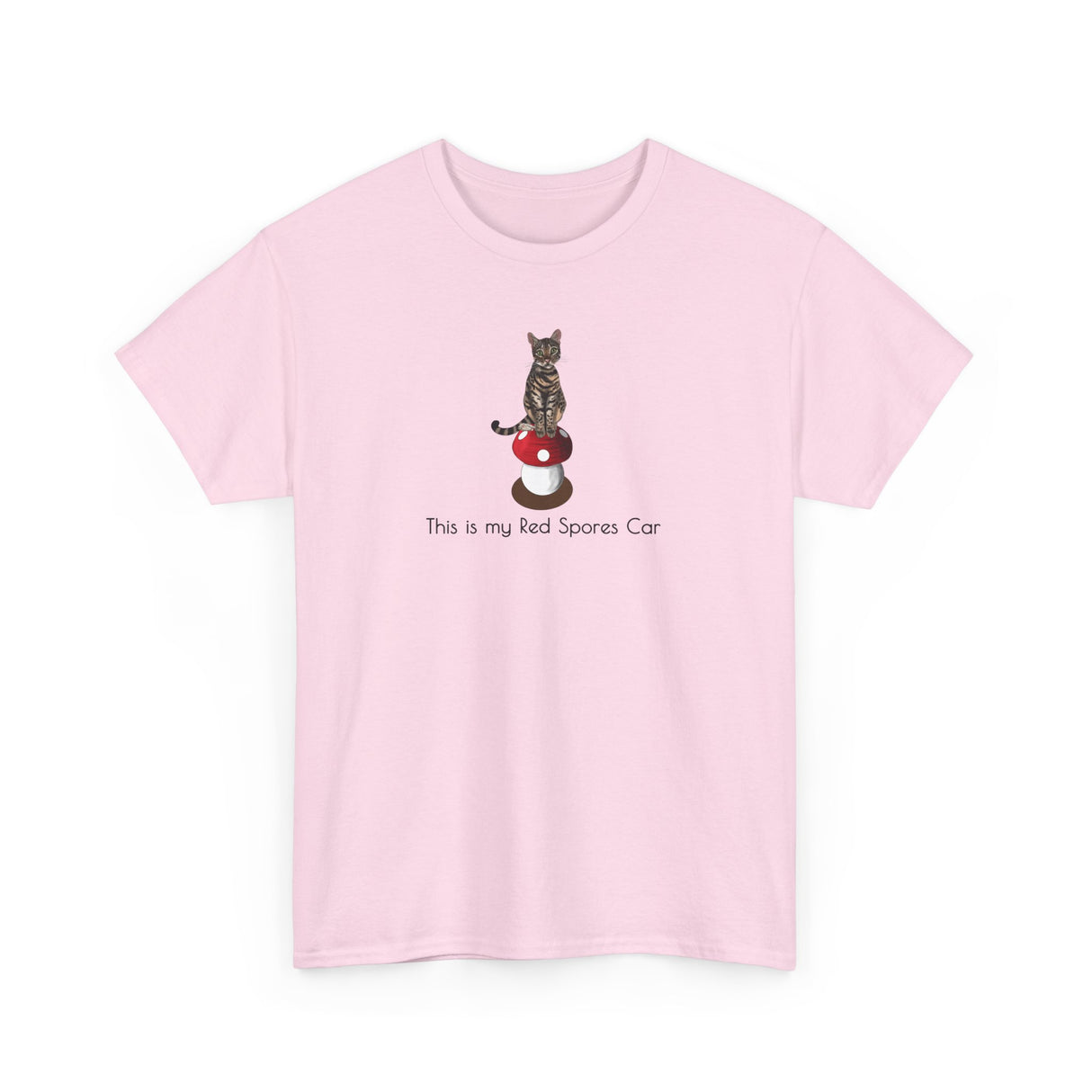 Red Spores Car Unisex Heavy Cotton Tee featuring Flounder and Mouse Toy on the Magical Mushroom