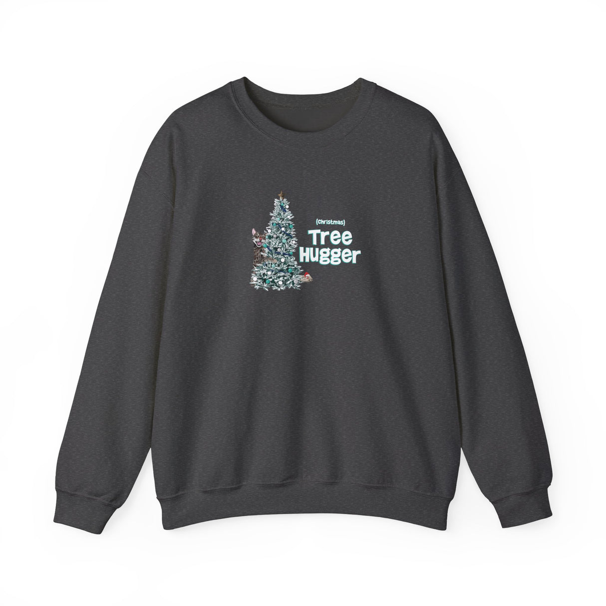 Crewneck Sweatshirt Christmas Tree Hugger Flounder the Purrmaid Design