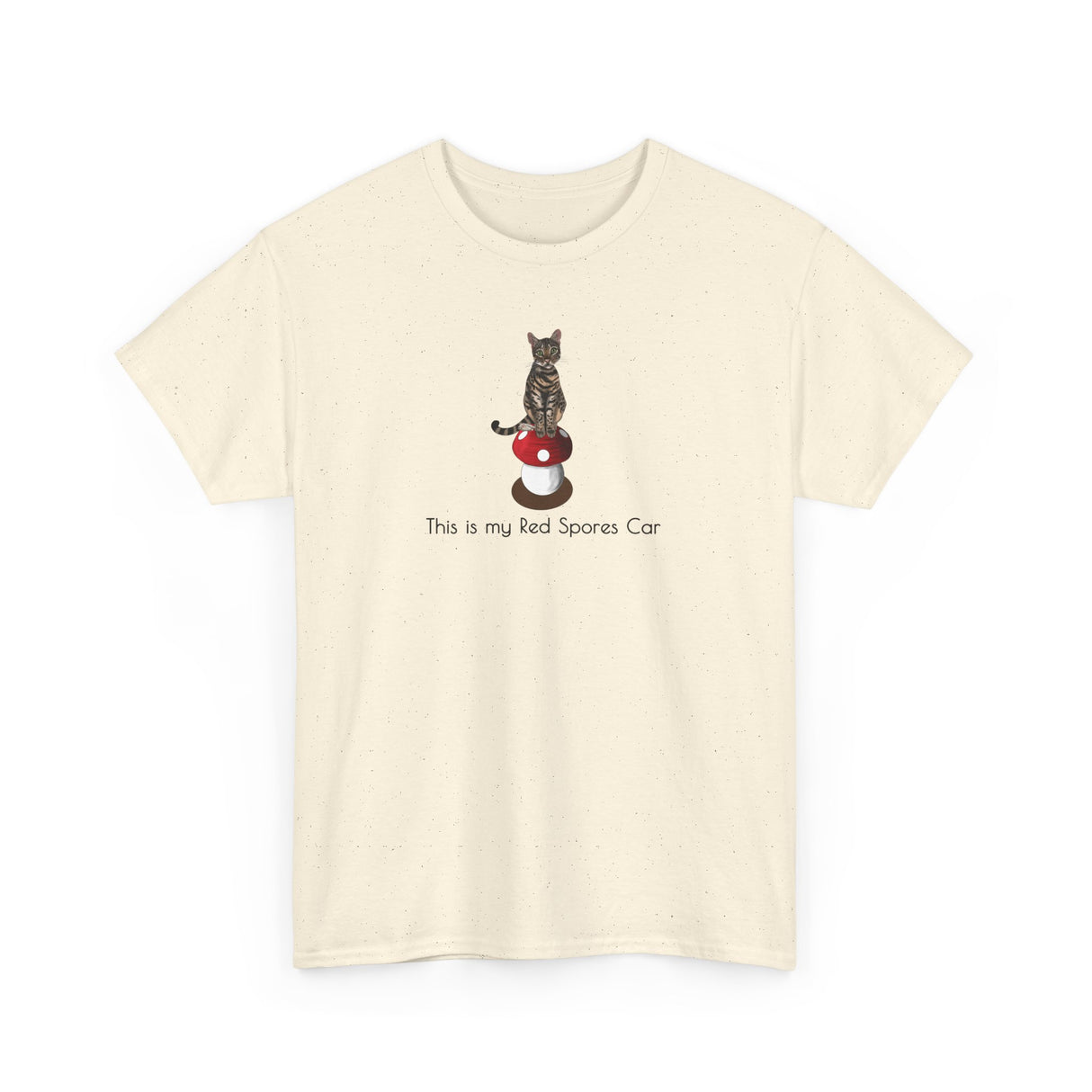 Red Spores Car Unisex Heavy Cotton Tee featuring Flounder and Mouse Toy on the Magical Mushroom
