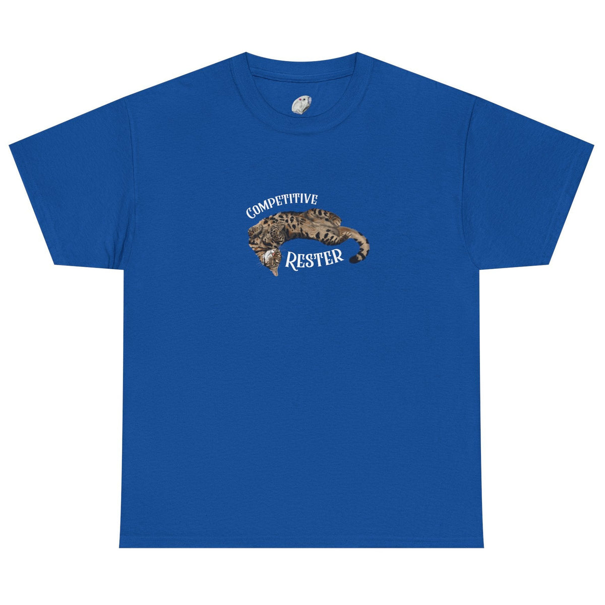 Flounder 'Competitive Rester' T-Shirt - Funny Resting Pose Tee, shown in Royal