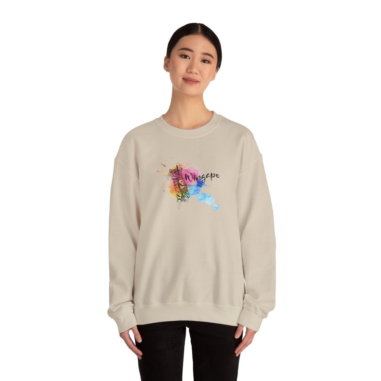 Crewneck Sweatshirt - Wingapo Watercolor Design featuring Flounder the Purrmaid