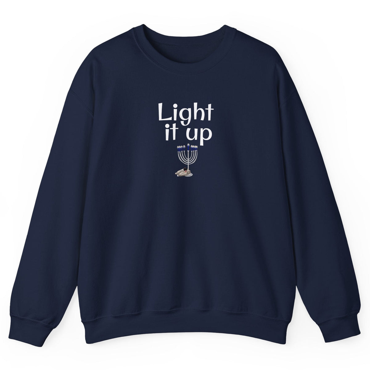 Hanukkah Mouse Toy Sweatshirt - Light it Up Design, shown in Navy