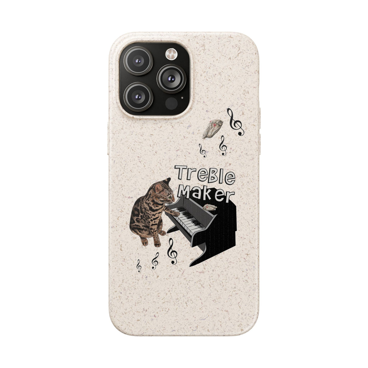 Phone case - Treble Maker Hand Drawn Design by Flounder's Mom, Nina Featuring Flounder the Purrmaid Playing Piano for Mouse Toy