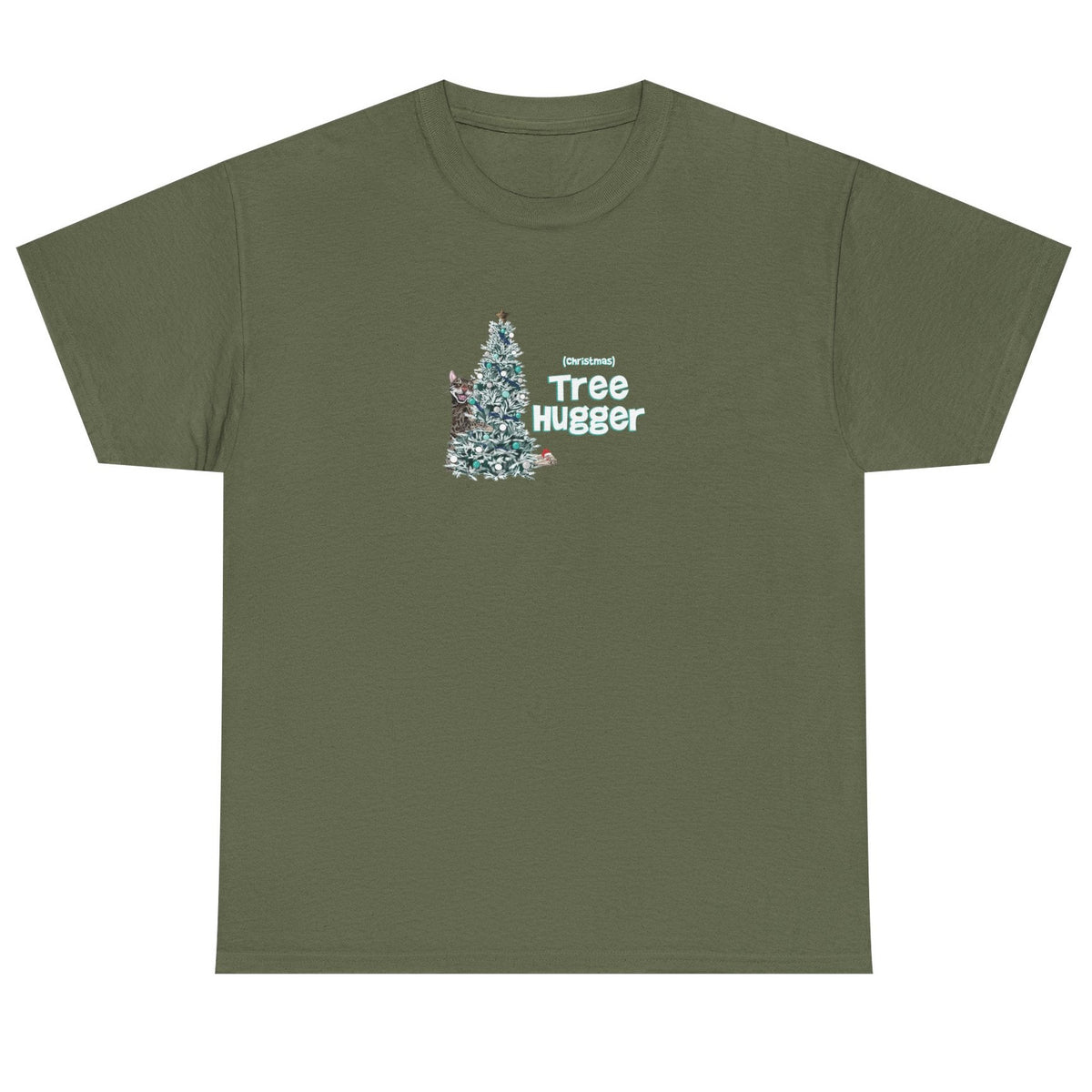 Christmas Tree Hugger Tee, shown in Military Green