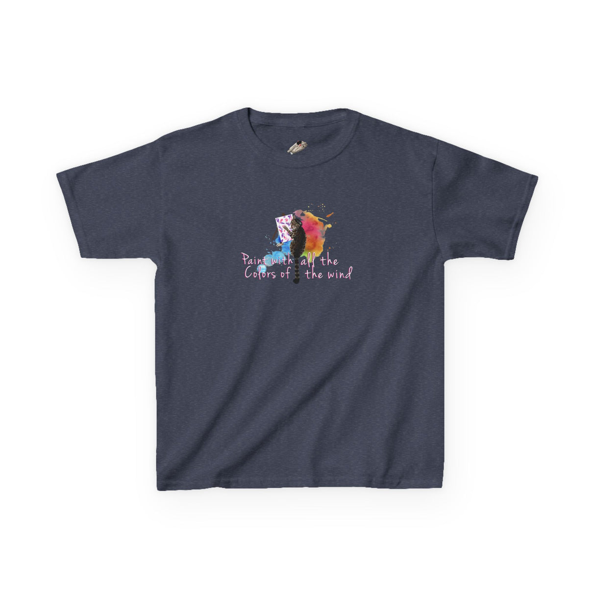 Kids Tee — “Paint With All The Colors Of The Wind” Flounder the Purrcasso Kids T-Shirt