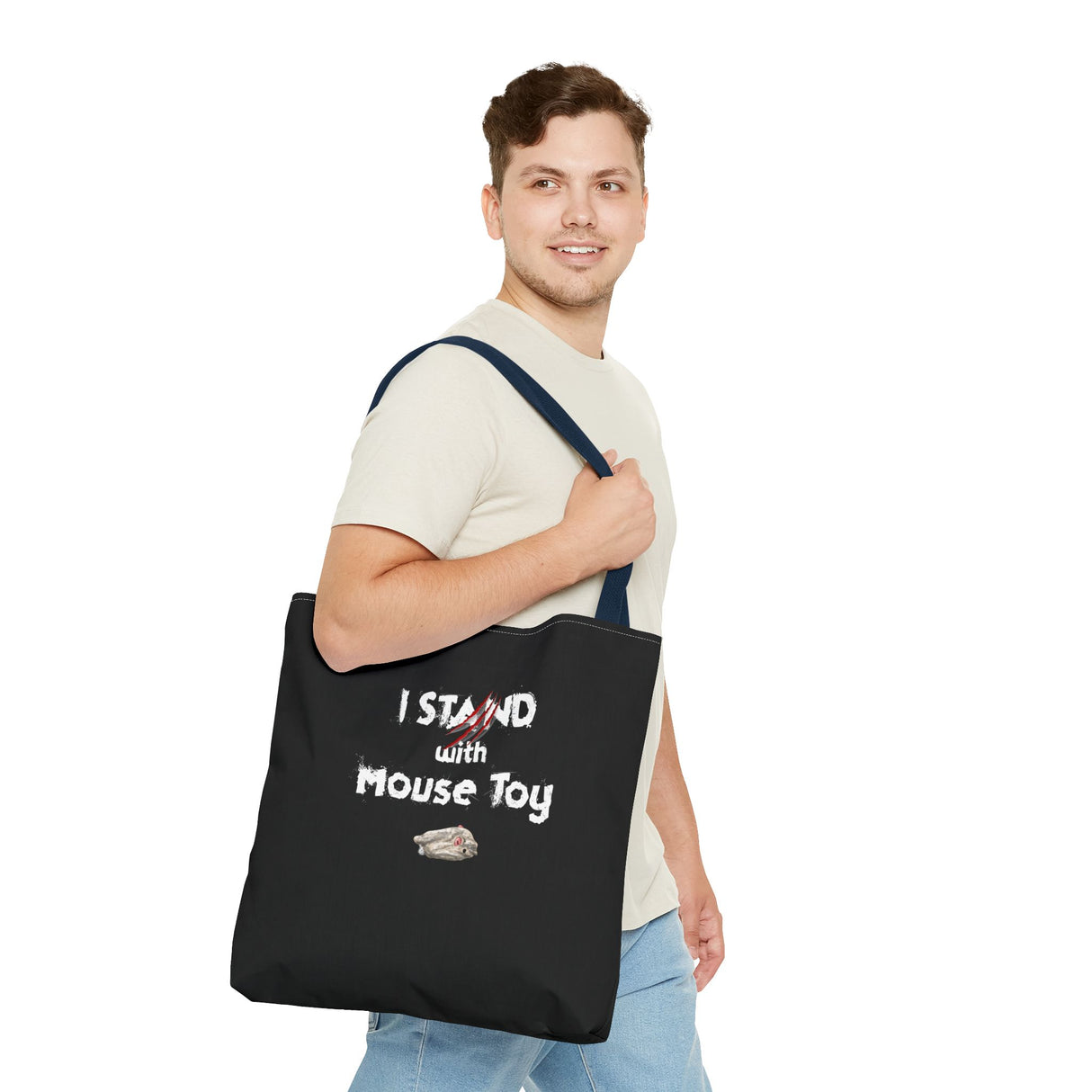 Mouse Toy Tote Bag - Hand Drawn Design by Nina