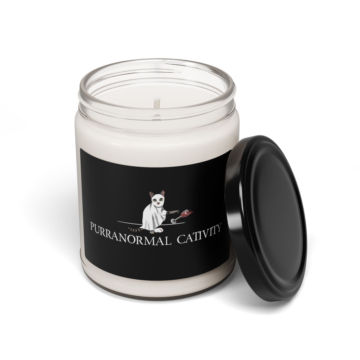 Soy Candle - Purranormal Cativity design featuring Flounder and Mouse Toy