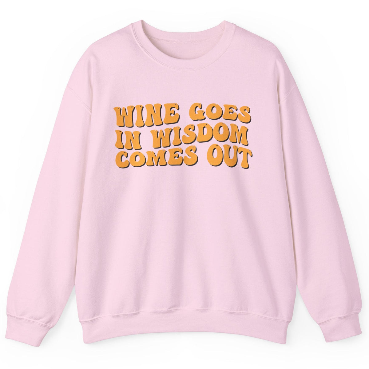 Wine Goes In crewneck sweatshirt in light pink