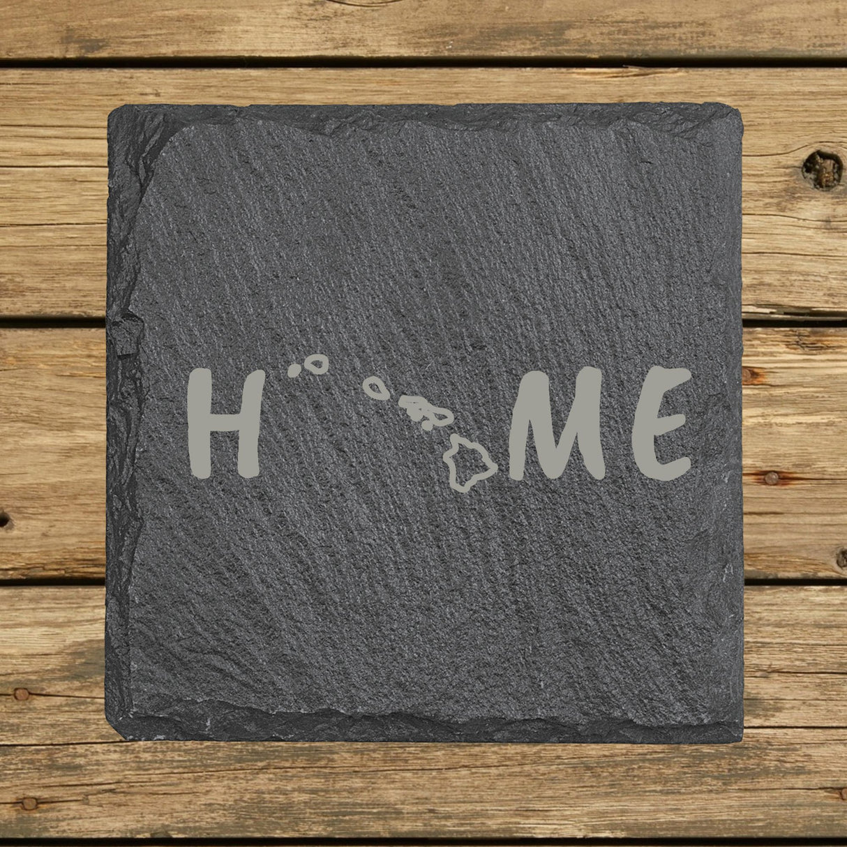 Hawaii Slate Coaster Set – Engraved Natural Stone (Set of 4)