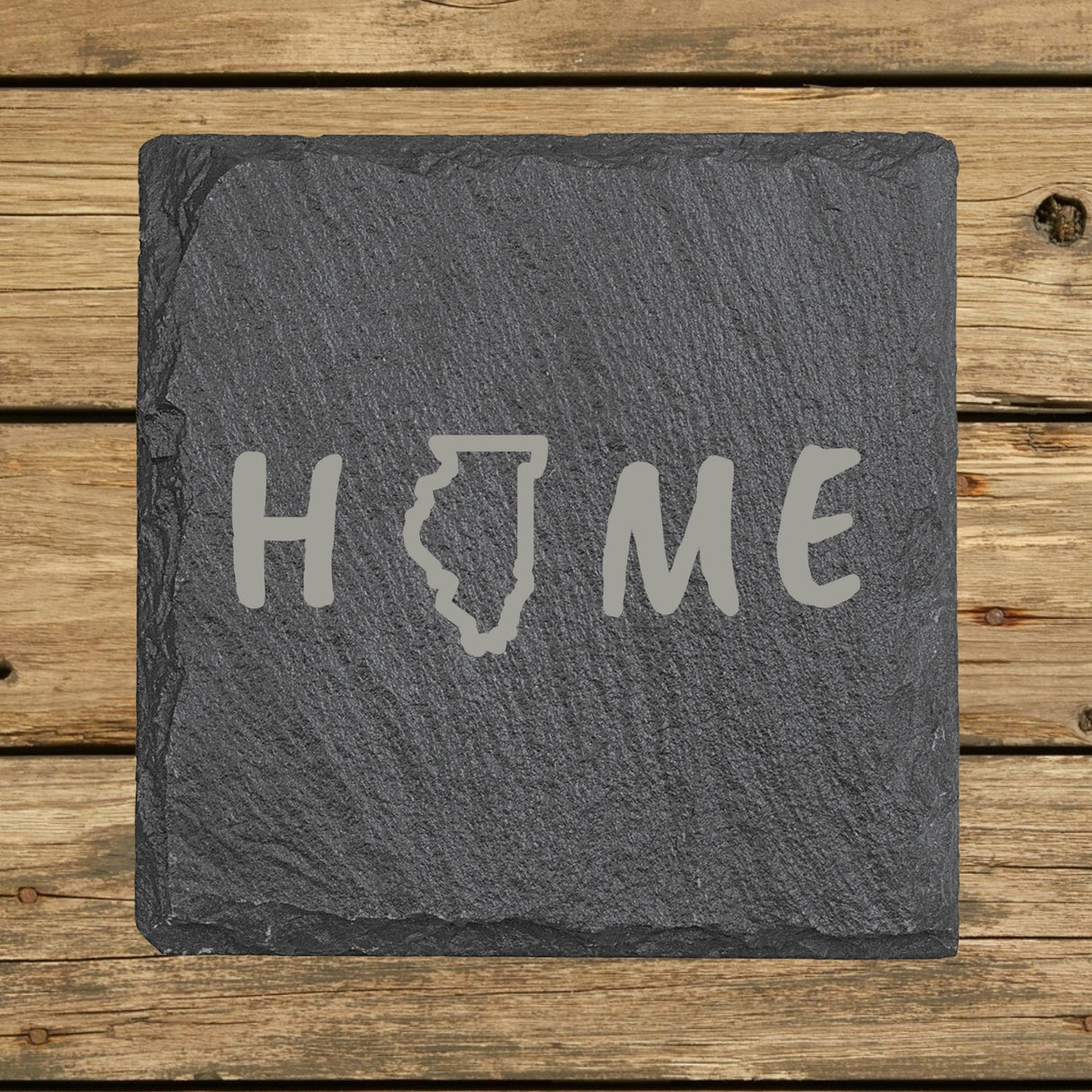 Illinois Slate Coaster Set – Engraved Natural Stone (Set of 4)