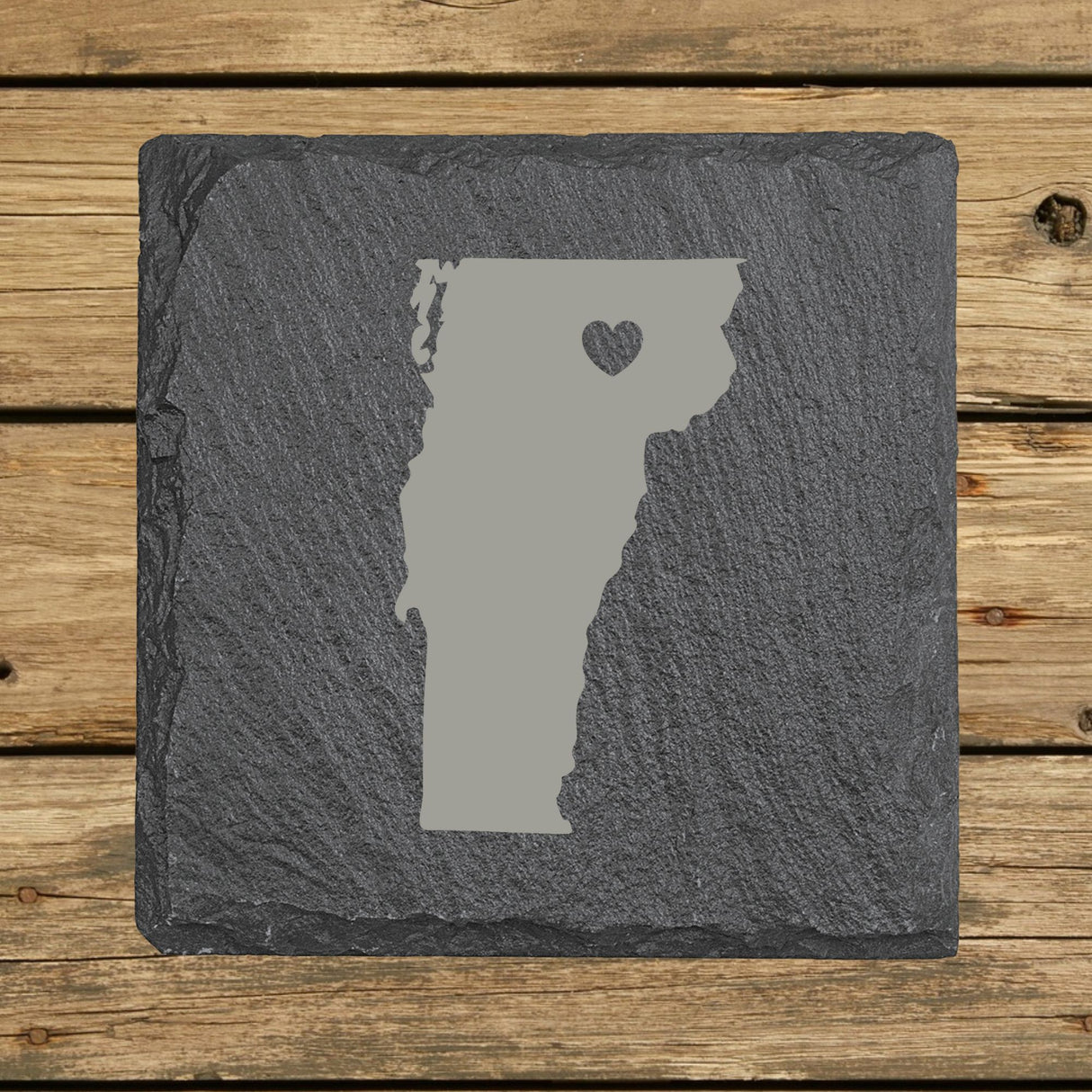 Vermont Slate Coaster Set – Engraved Natural Stone (Set of 4)