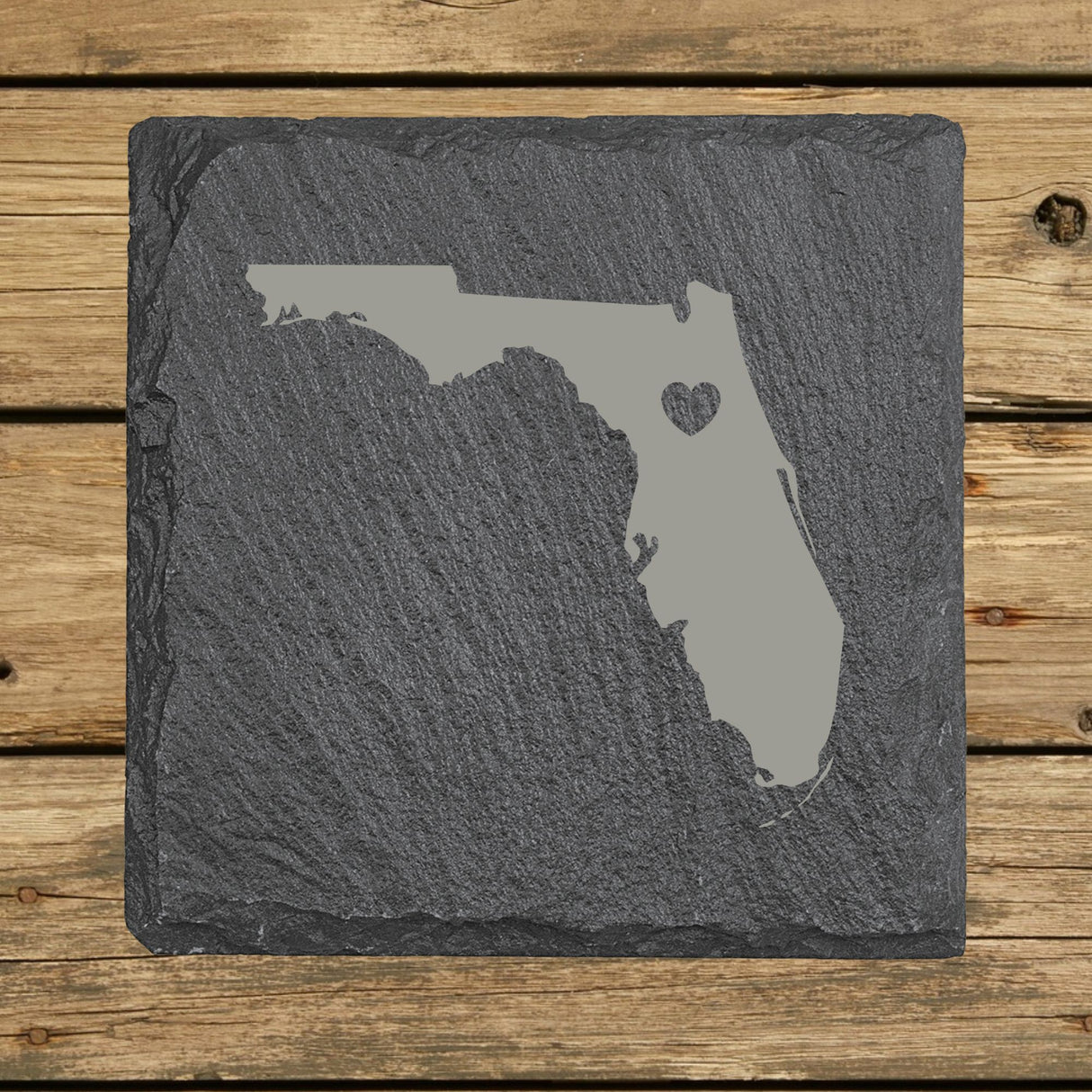 Florida Slate Coaster Set – Engraved Natural Stone (Set of 4)