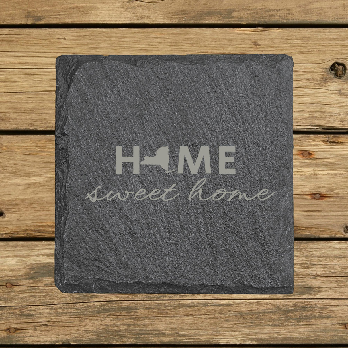 New York Slate Coaster Set – Engraved Natural Stone (Set of 4)