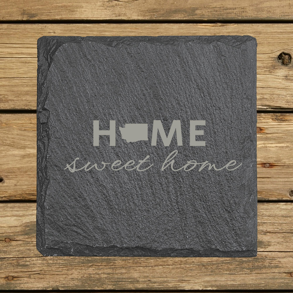 Washington Slate Coaster Set – Engraved Natural Stone (Set of 4)