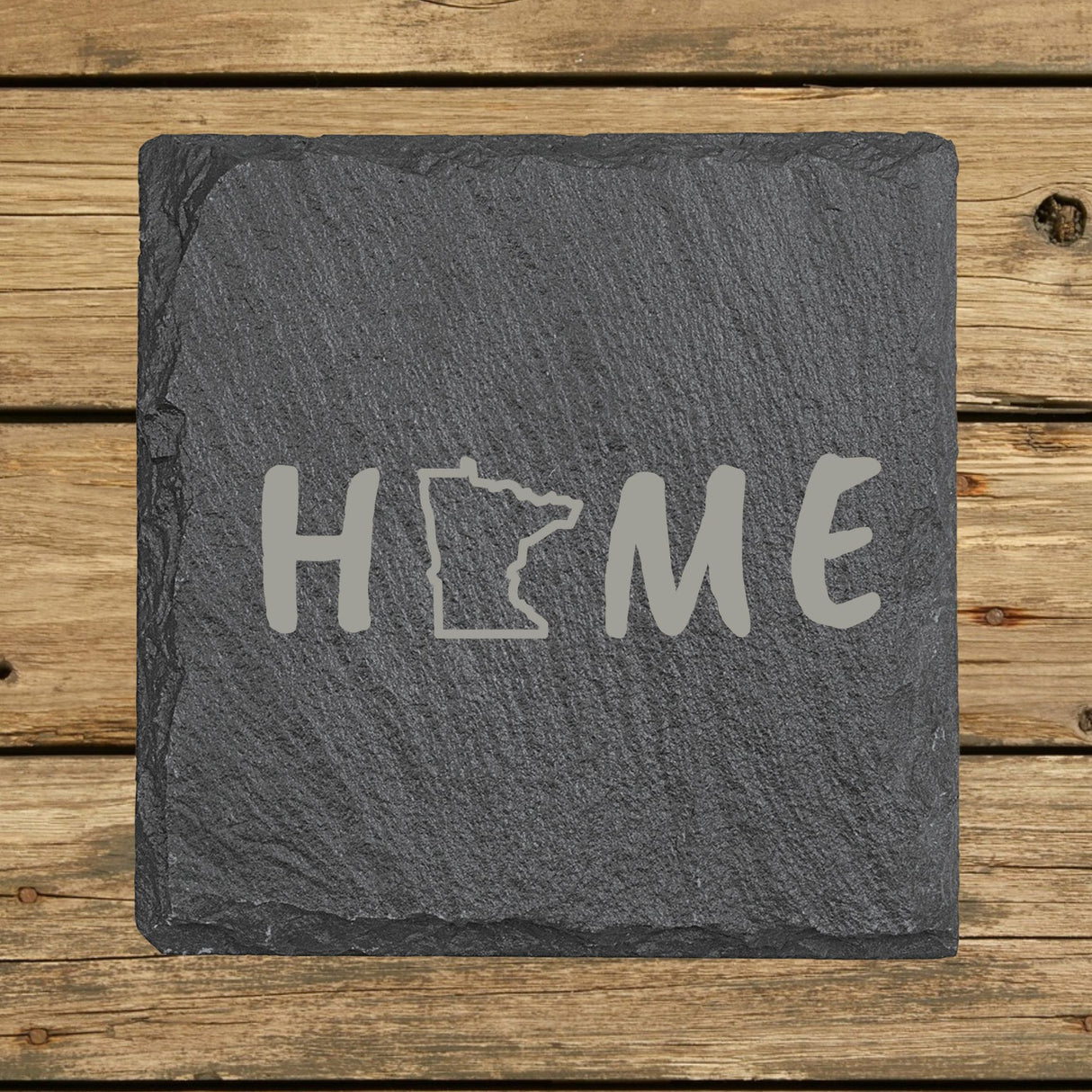 Minnesota Slate Coaster Set – Engraved Natural Stone (Set of 4)